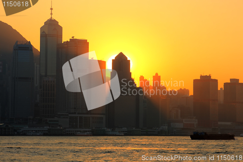 Image of Hong Kong skyline in sunset 