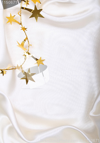 Image of Golden stars on white silk