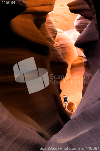 Image of Hiker in slot canyon