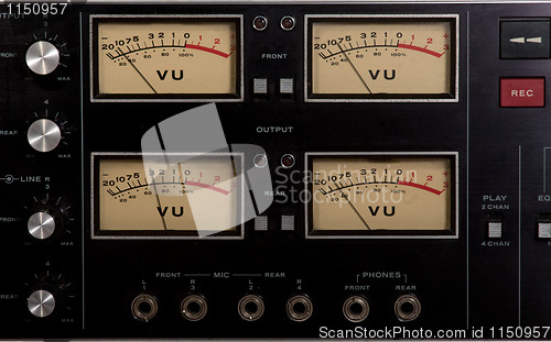 Image of Playback recording VU Meters and knobs input output