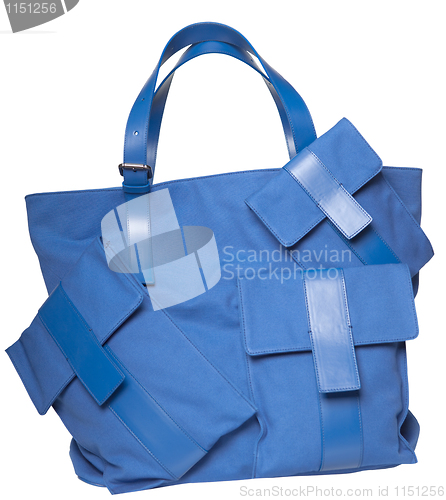 Image of Blue ladies bag made of cloth.