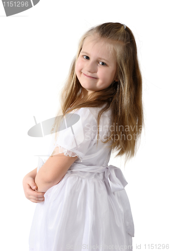 Image of Girl in white dress, isolated