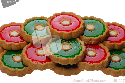 Image of Cookies with red and green jelly, isolated