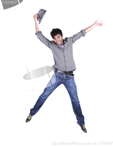 Image of Happy young man jump