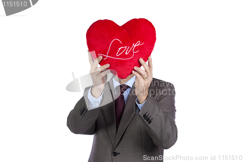 Image of Businessman with love heart face