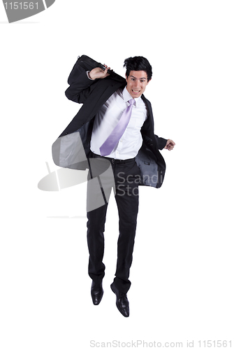 Image of Happy businessman jumping