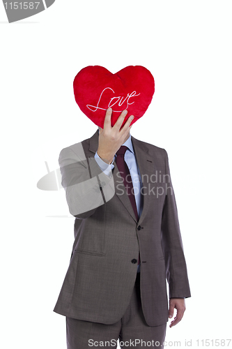 Image of Businessman with love heart face