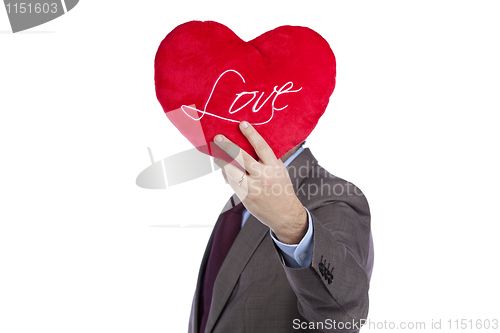 Image of Businessman with love heart face