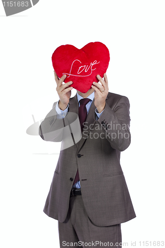 Image of Businessman with love heart face