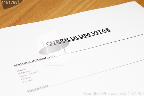 Image of curriculum vitae - resume