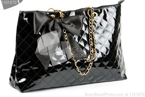 Image of black glossy women's handbag