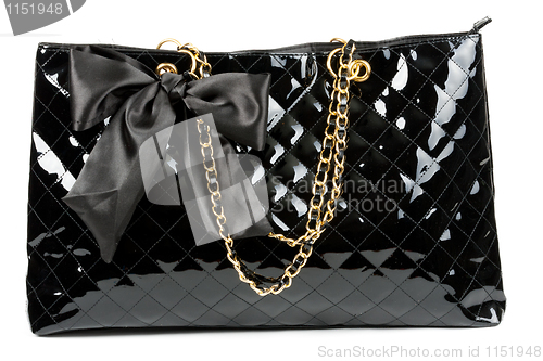 Image of black glossy women's handbag