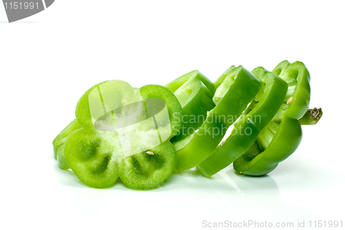 Image of Slices of green sweet pepper