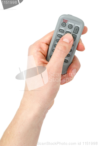 Image of Hand with Tiny infra-red remote control unit