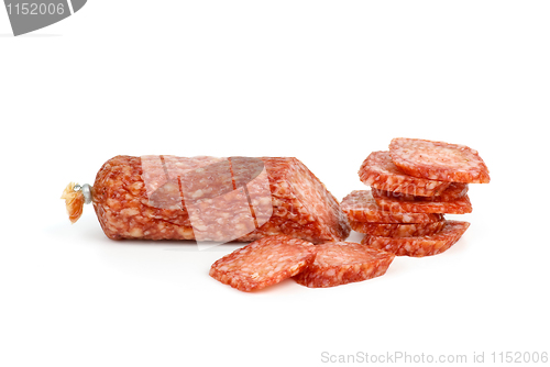 Image of Sliced salami sausage