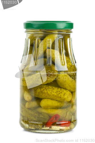 Image of Glass jar with marinated cornichons