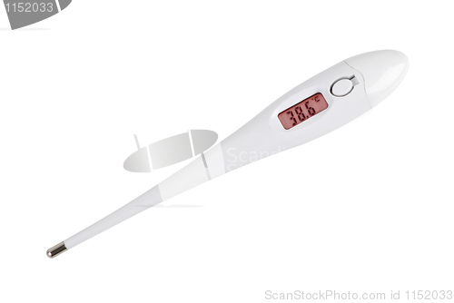 Image of Modern digital thermometer show high temperature