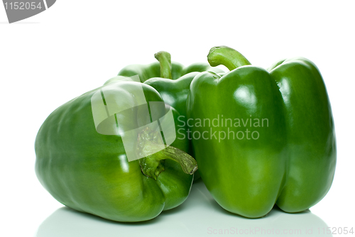 Image of Three green sweet peppers