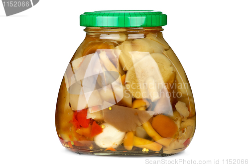 Image of Mushroom assortment conserved in glass jar