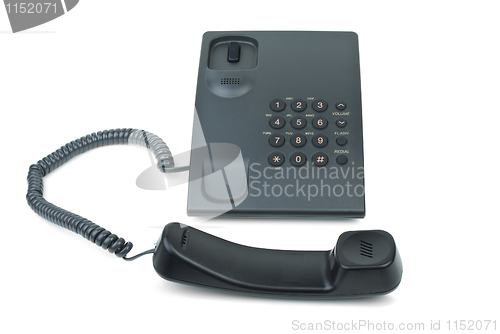 Image of Black phone with handset near