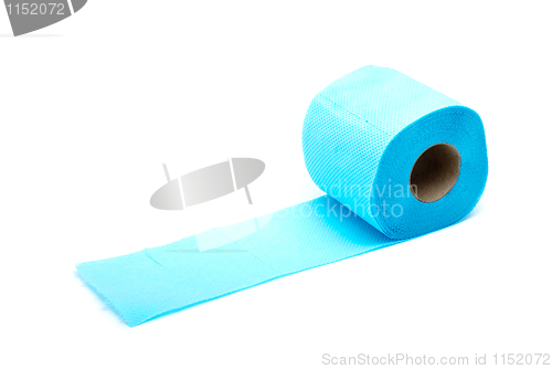 Image of Roll of blue toilet paper