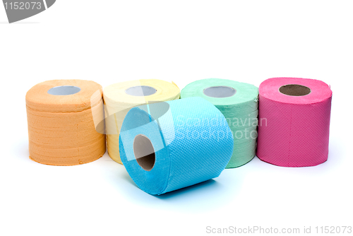 Image of Different colored toilet paper