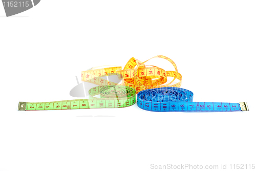 Image of Three measuring tapes of different colors