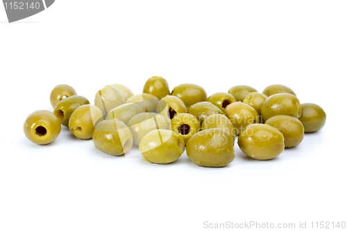 Image of Some green pitted olives