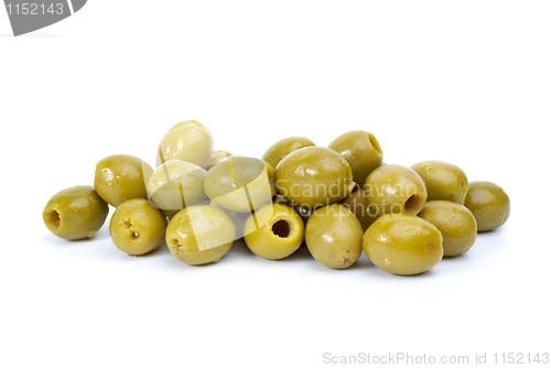 Image of Pile of  green pitted olives