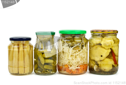 Image of Glass jars with marinated vegetables