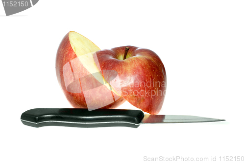 Image of Sliced red apple and knife