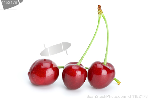 Image of Three red cherries