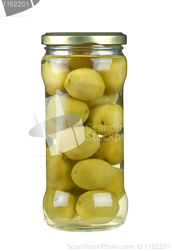 Image of Glass jar with marinated giant olives