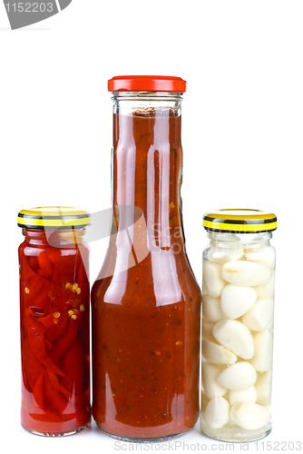 Image of Jars with marinated piquant vegetables
