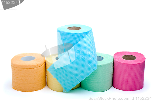 Image of Different colored toilet paper 