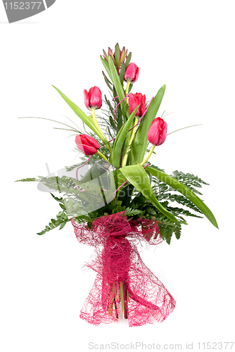 Image of Bouquet of beautiful red tulips