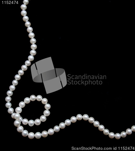 Image of White pearls on the black velvet 