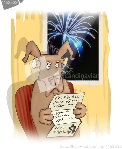 Image of dog and fireworks