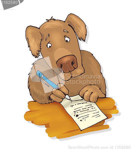 Image of dog writing a letter