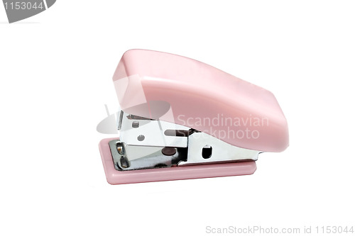 Image of Pink mini stapler isolated on white