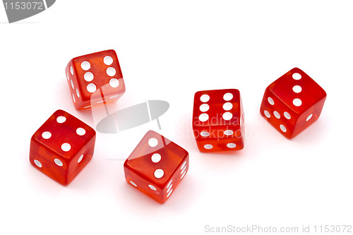 Image of Red dice isolated on white background 