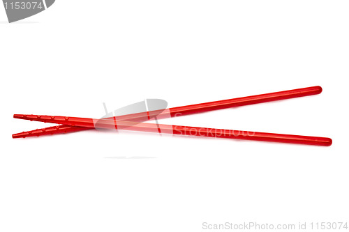 Image of Red chopsticks isolated on white background 