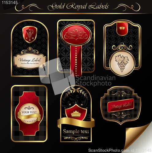 Image of set black gold-framed labels