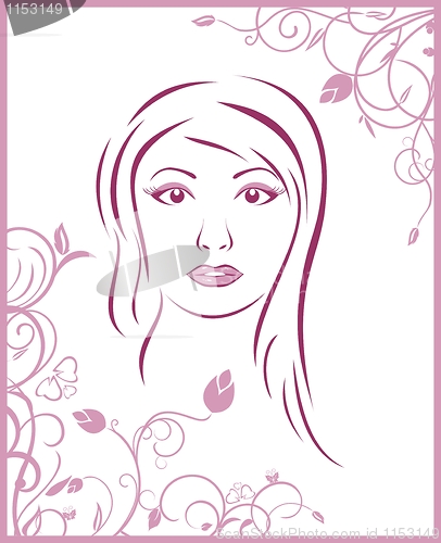 Image of girl face with floral background