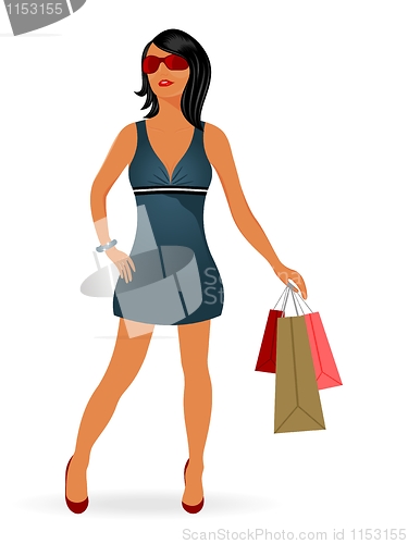 Image of fashion shopping girl with bag