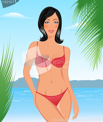 Image of bikini girl on the beach