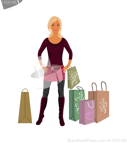 Image of fashion shopping girl with bags