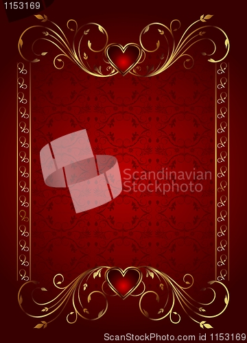 Image of floral card with hearts for Valentine's day