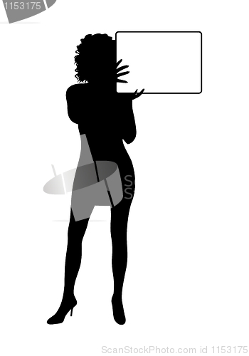 Image of girl silhouette with banner isolated