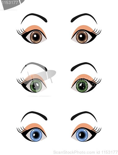 Image of set female eyes isolated